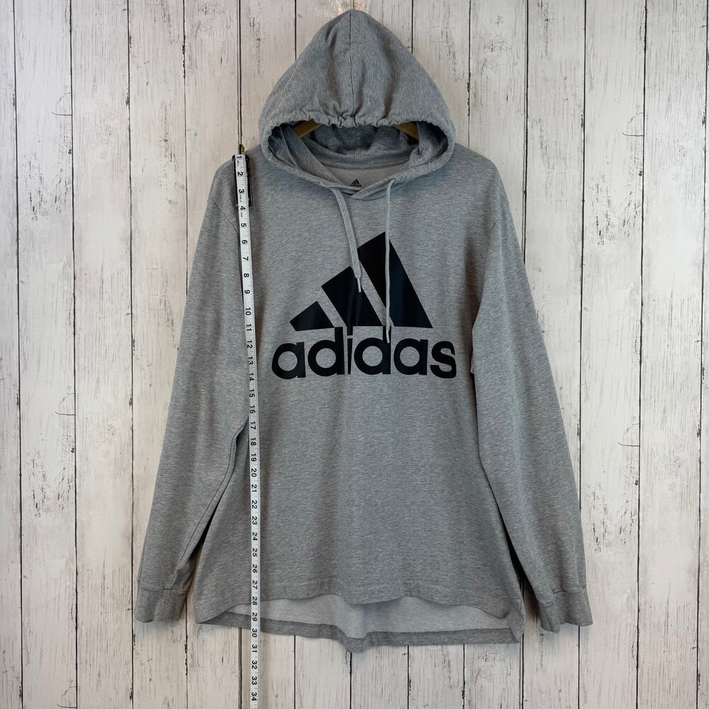 Adidas Grey Essentials Aeroready Graphic Logo Performance Hoodie Size XL - Picture 12 of 13